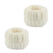 3Pcs Spa Headband Wristband for Washing Face Microfiber Makeup Towel Hair Bands Washband Scrunchies Absorbent Wrist Sweatband beige