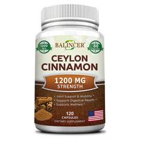 Balincer Ceylon Cinnamon — 1200mg Pure Cinnamomum Zeylanicum Bark, 120 Capsules 120 Capsules