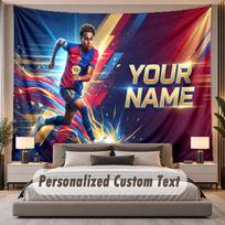 Custom Name Text Tapestry Lamine Yamal Personalized Polyester Wall Tapestry For Bedroom And Room 180cmx230cm