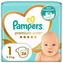 Pampers Premium Care Diapers, Size 1, 2-5Kg 26 Pcs 5kg
