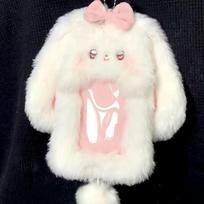 Animacinis kortelių laikiklis raktų pakabukas Mielas stabas nuotraukų kortelės laikiklis pakabukas Kpop nuotraukų kortelės dėklas Apsauginis dėklas Kawaii kortelės dangtelis white