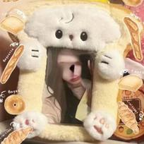 Animacinis kortelių laikiklis raktų pakabukas Mielas stabas nuotraukų kortelės laikiklis pakabukas Kpop nuotraukų kortelės dėklas Apsauginis dėklas Kawaii kortelės dangtelis white