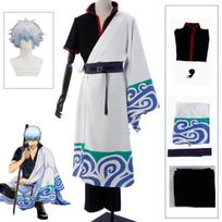 Gintama Anime SakMiGintoki Cosplay Kostiumas, Perukas, Kimono, Viršutinė dalis, Kelnės, Kūnas, Konvencija, Helovinas, Kalėdinis Renginys, Dovana XXL