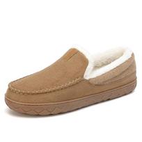 Men's Fleece-lined Warm Snow Boots Outdoor Anti-slip and Wear-resistant Slip-on Lazy Loafers Home Warm Cotton 46 beige