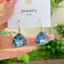 Blue Triangular Ear Cuff with Gold Plated for Women One Size beige