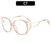 Man Women's Luxury Big Frame Eyeglasses, Hollow Metal Temple, Retro Blocking Glasses, Fashion Decorative Eyewear white