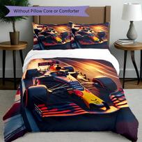 3pcs Duvet Cover Set (1*Duvet Cover + 2*Pillowcase, Without Core), Red Bull Racing Print Bedding Set, Bedroom Decor, All‑Season, Birthday Gift 135cmx200cm