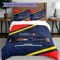 3pcs Duvet Cover Set (1*Duvet Cover + 2*Pillowcase, Without Core), Red Bull Racing Print Bedding Set, Bedroom Decor, All‑Season, Birthday Gift 140cmx200cm