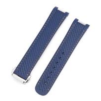 Rubber Silicone Watch Strap for Omega Seamaster 300 AT150 Aqua Terra Ultra Light 8900 Steel Buckle Blue Watchband Bracelets 20mm 20mm blue