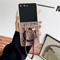 For Samsung Galaxy Z Flip 8 7E 7 6 5 4 Geometric Prism Magnetic Phone Case With Wrist Strap Hinge Protection Shockproof Cover Galaxy Z Flip6