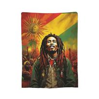 Bob Marley   Antklodė Reggae Muzika Pūkuota Vintažinė Šilta Mesti Antklodė Lovai Svetainei Tekstilės Dekoras, 100cm x 150cm