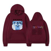 Eminem Hoodie – Unisex Black Double Sided Fleece Sweatshirt, The Slim Shady Tour City List & Blue Portrait Print, Rap Hip Hop Streetwear S black