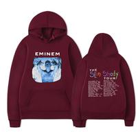Eminem Hoodie – Unisex Black Double Sided Fleece Sweatshirt, The Slim Shady Tour City List & Blue Portrait Print, Rap Hip Hop Streetwear XXL gray