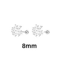 Dandelion Stud Earrings Screw Buckle Trendy Lazy Style Design Sweet Cool Small Flower Thread Earrings copper (silver with screw beads) white