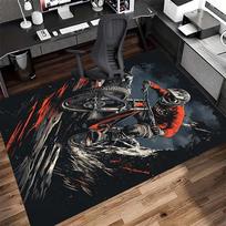 VIKAMA 3D Mountain Bike Pattern Rug Stain-Resistant And Easy-Care Living Room Mat Bedroom & Office Rug For Home Decor 120x160cm