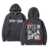 System of A Down Double Sided Print Hoodie Men Women Rock Vintage Fleece Sweatshirt Men's 90s Alternative Metal Merch Pullover S gray