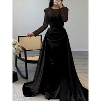 Sequin Tulle Satin Slim Fit Maxi Dress Sexy Party Evening Gown XL
