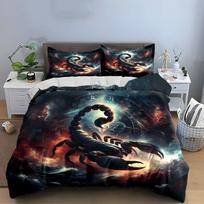 Zodiac Scorpion Art Decor Set  Bedding Set with 1 Duvet Cover 2 Pillowcases Single Double King Queen, Gift EU Twin 135X200cm&set