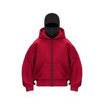 Men's Trendy Hooded Sweatshirt with Fleece Lining and Double Layer Hood for Spring/Autumn - DIY Light Board Zippered Jacket XL black