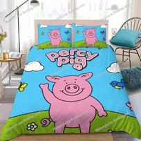 Lovely P-Percy-Pig Cute Duvet Cover Set Home Style Bedding Soft Laundry Cotton Bed Student Dormitory Gift Home Textileextile741 70x133cm 2pcs blue
