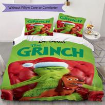 Christmas Grinch Cartoon Prints bedding, duvet cover and pillowcases, birthday gift (1 duvet cover + 2 pillowcases, pillow insert not included)JM011 135x200cm