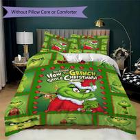 Christmas Grinch Cartoon Prints bedding, duvet cover and pillowcases, birthday gift (1 duvet cover + 2 pillowcases, pillow insert not included)JM011 140x200cm
