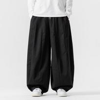 Men Korean Wide Leg Pants 2025 Men Black Loose Casual Trousers Men Soild Color Chinese Style Streetwear Joggers Cargo Pants XL black