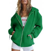 2025 Unisex Fleece Hooded Cardigan Sweatshirt - Solid Color Sports Top for Autumn/Winter XXL black