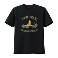 Twin Peaks Birding Society T Shirt David Lynch Fan Funny Cotton vintage Washed Top For Everyday Wear streetwear Stretched 2XL black