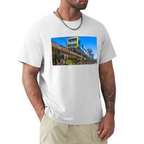 Melbourne Metro Train On Trestle Bridge Eltham Victoria Tshirt Work Daily Short Sleeve Top 4XL