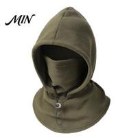 Fleece Lined Neck Warmer Unisex Flannel Balaclava with Drawstring, Warm Ski Mask Hat, Windproof Winter Commuting Head Gear Face for Outdoor Single Layer black