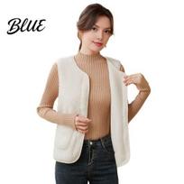 Autumn Winter Women Vest Fuzzy Sherpa Fleece for Warm Sleeveless Jacket Cozy Full Zip Waistcoat with Pockets Fall Winnter Outerwear Thickened 2XL