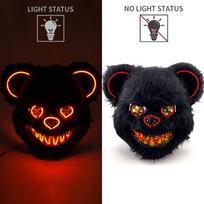 Horror Light up LED Bloody Rabbit Bear Mask Luminous Mask Halloween Plush Bunny Mask Carnival Party Props Cosplay Killer Decor
