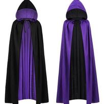 Juodas Raudonas Dvipusis Vampyro Apsiaustas Su Stoviniu Apykakle ir Gobtuvu Ilgas Unisex Apsiaustas Helovino Kaukės Šventės Kostiumas Raganios Būrėjo Pasirodymams Cosplay 120cm purple