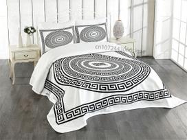 Greek Duvet Cover Set, Frieze with Vintage Ornament Meander Pattern From Greece Decor 3 Piece Bedding Set with 2 Pillow Shams AU Single(140x210cm)