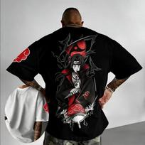 Naruto Uchiha Itachi Sho Organization T-shirt Men's Anime Pattern Fashion High Quality Trendy Summer  Printed T Shirt L black
