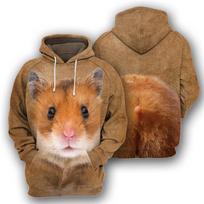 Hamster Hedgehog Bat Graphic Hoodie Men 3D Printed Animal Pullovers Long Sleeve Sweatshirts Fashion Street Oversized Hooded Coat L brown