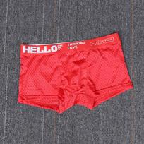 Men's Summer Sexy Solid Color Mesh Breathable Flat Angle Underwear XL red