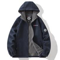 Norway Men's Plus Size Cold-Resistant Double-Layer Hooded Fleece Winter Jacket 2XL gray