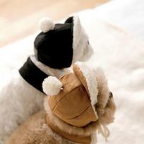 Cute Bear Ear Hat Scarf Set Fleece Lined Warm Fluffy Dogs Winter Pet Accessories S