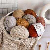 100% Pure Wool Yarn Merino Wool Yarn Handmade DIY Woven Scarf Hat Morandi Color Medium Thick Stick Needle Hand Knitted Yarn Ball brown