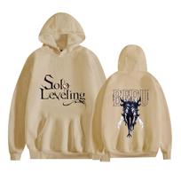 Men Women's Fleece Hooded Solo Leveling Anime Printed Spring Autumn Pullover Sweatshirt Fashion Hoodie Casual Hip Hop New Men Tracksuit Streetwear XXL beige