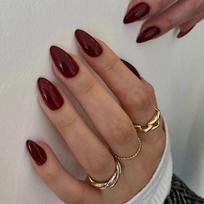 24Pcs Detachable Acrylic False Nails Press On Nail Cute Cherry French Almond Wearable Artificial Fake Nails Full Cover Nail Tips brown