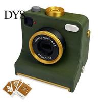 Kitchen Coffee Art Accessory 3D Printed Printer Latte Camera, One-Click Stencil with Cocoa Powder Shaker Tool Multiple Cards, Mechanical Manual