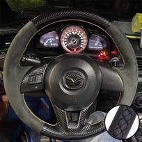 DIY Car Steering Wheel Cover Suede Carbon Fiber Leather For Mazda 3 Axela Mazda 6 Atenza Mazda 2 CX-3 CX3 CX-5 CX5 Scion Black Thread