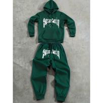 Men Outfit 2Pcs Fleece Hoodie Suit Art Graphic Letter Print Drawstring Pocket Hooded Sweatshirt Outdoor Sports Sweatpants Sets XL gray