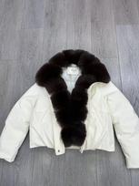 Loose short big fox fur collar pie to overcome women's cold and warm cotton-padded clothes women's clothing, a source product M white