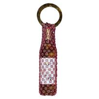 Sturdy Hand Woven Wine Bag with Easy Carry Handle Bottle Holder for Picnics Travel and Home Organization rožinė raudona spalva