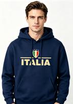 Vyriškas Hoodie su Italijos Vėliavos Skydo ir Drąsiomis raidėmis ITALY, Pilkas, Laisvalaikio, Su priekine kišene, Briaunota apyranke ir gobtuvu, Patogus prigludimas, Miesto mada L beige