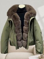 Pie Overcomes Women's Big Fur Collar Tooling Down Cotton Cotton Jacket Women's Autumn and Winter Short Loose Commuting Versatile Cotton Jacket Thick L black